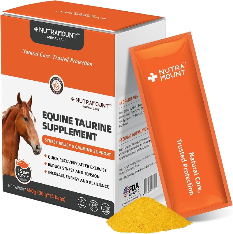Nutramount Horse Calming Supplement Powder – Supports Focus, Relaxation & Performance | Equine Taurine & Magnesium Formula | 15-Day Supply - Image 1
